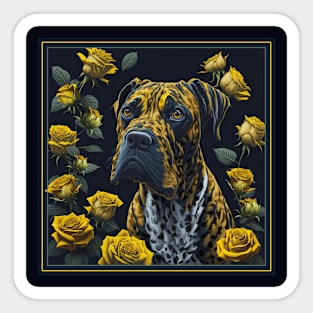 Dogo Canario yellow roses 2 Sticker